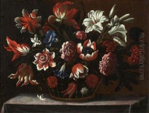 Flowers In Wirework Basket (+ Another, Lrgr; Pair)