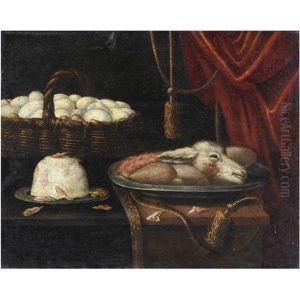 Natura Morta Con Uova, Ricotta E Piatto Di Carni