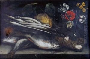 Nature Morte Aux Poissons Et Aux Asperges by Giuseppe Recco