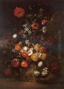 Bouquet De Fleurs Dans Un Paysage by Giuseppe Recco