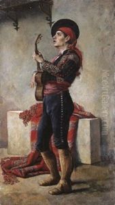 Gypsy Playing The Guitar by Enrique Recio Y Gil