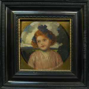 Portrait Of A Girl, Quarter-length With A Landscape Beyond by Theodor Recknagel