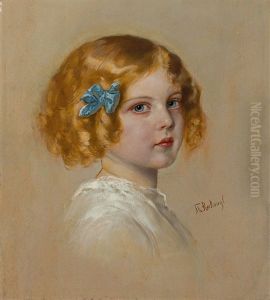 Portrait Eines Kleinen Blonden Madchens Mit Blauer Schleife