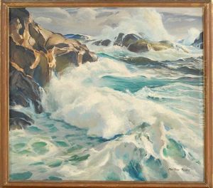 Waves Crashing On A Rocky Coast by Macivor Reddie
