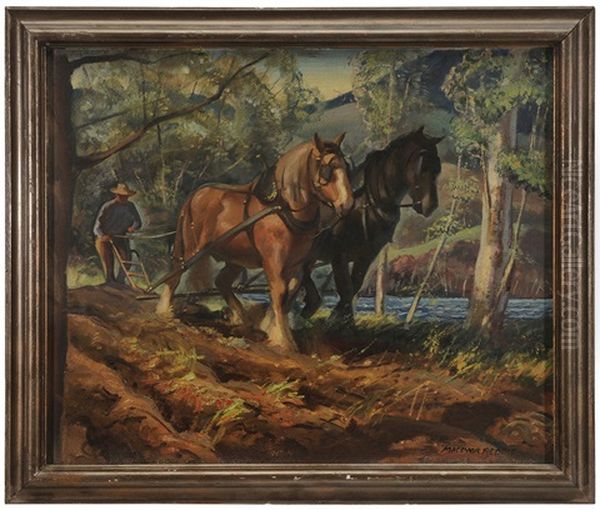 Farmer Plowing With Team - view 1