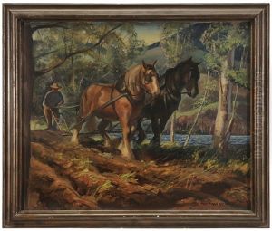 Farmer Plowing With Team by Macivor Reddie