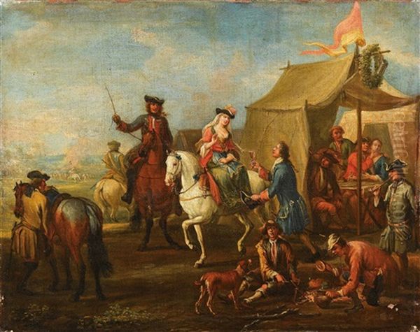 An Outdoor Meal; Resting Hunting Party - view 1