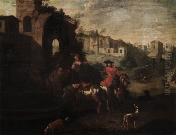 Partenza Per La Caccia Con Veduta Di Roma - view 1