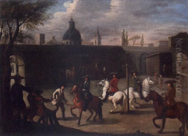 A Riding School, With A Town Beyond - view 1