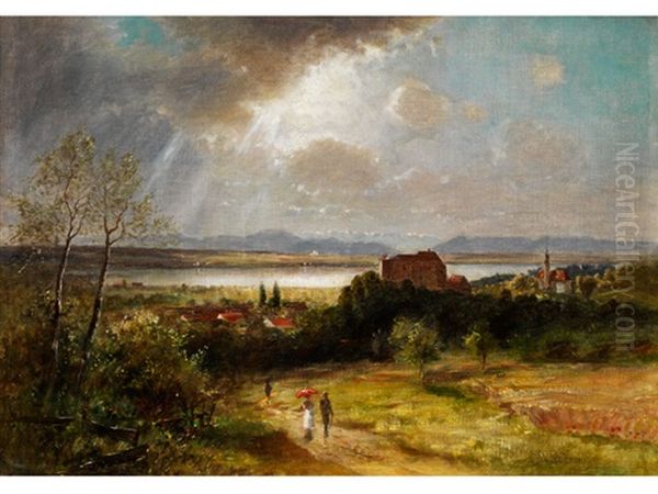 Blick Auf Starnberg Und Den Starnberger See Bei Aufziehendem Gewitter - view 1