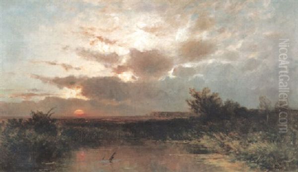 Moorlandschaft Bei Der Untergehender Sonne - view 1