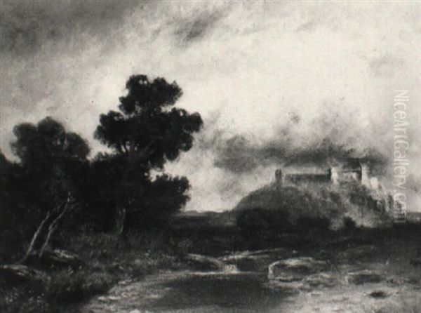 Landschaft Mit Einer Burg Auf Bergeshohe - view 1