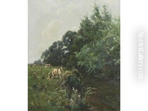 Cattle In A Country Landscape (2 Works) by Arthur William Redgate