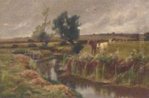 A Milkmaid And A Child On A Riverside Track A Milkmaid And A Child On A Riverside Track