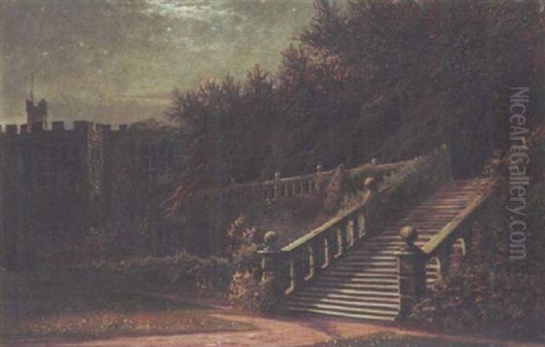 The Terrace, Haddon Hall, Derbyshire By Moonlight - view 1
