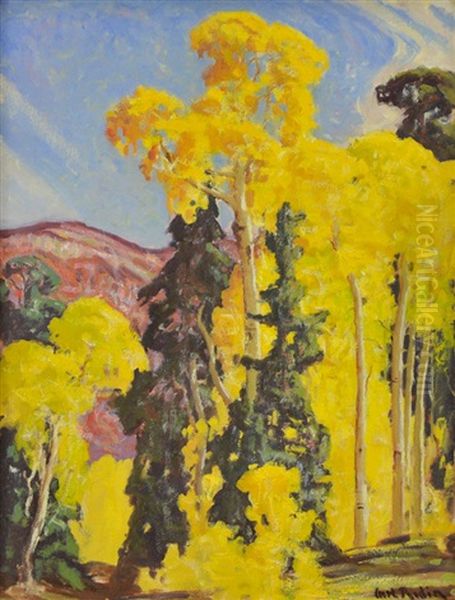 Landscape With Yellow Aspens - view 1