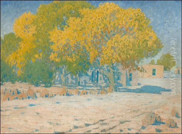 Adobes And Cottonwoods - view 1