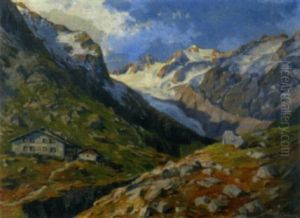 Hochalpen Mit Gletscher Und Rasthas by Wilhelmine Redlich