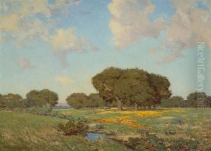 California Poppies And Oaks by Granville S. Redmond