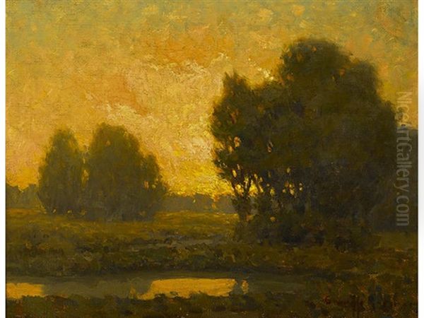 Golden Hour, Sunset Over A Landscape - view 1