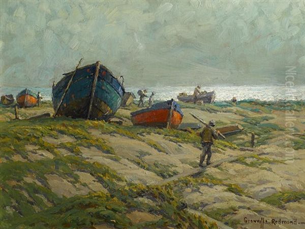 Fishermen And Fishing Boats On The Shore - view 1