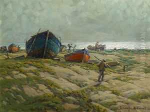 Fishermen And Fishing Boats On The Shore Fishermen And Fishing Boats On The Shore