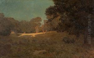 Sunset, Oaks In California Landscape by Granville S. Redmond
