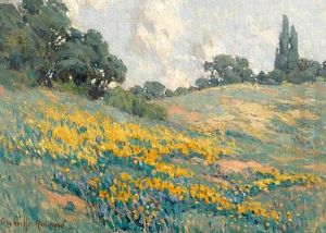 California Wildflowers On Rolling Hills by Granville S. Redmond