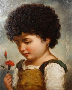Portrait Of A Young Girl Holding A Redcarnation