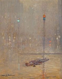 Charlie Chaplin, A Movie Scene by Granville S. Redmond
