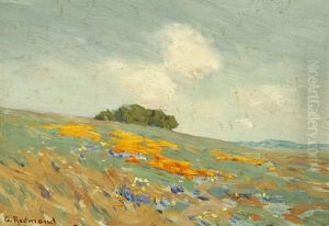 Poppies And Lupine In A California Landscape by Granville S. Redmond
