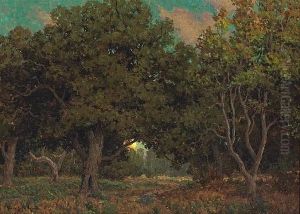 Sunset Through The Trees by Granville S. Redmond