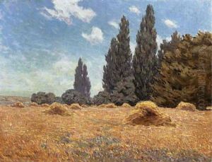 Haystacks, California by Granville S. Redmond