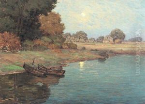 Farm Pond At Night by Granville S. Redmond