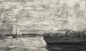 San Pedro Harbor by Granville S. Redmond