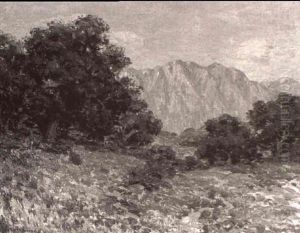 Distant Mountains At Sunset by Granville S. Redmond