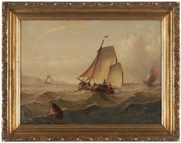 Fishermen On A Sailing Ship Bringing In The Nets - view 1