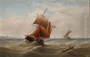 Shipping On A Breezy Day Off The Coast (+ Ships On A Calm Day In The Estuary; Pair)