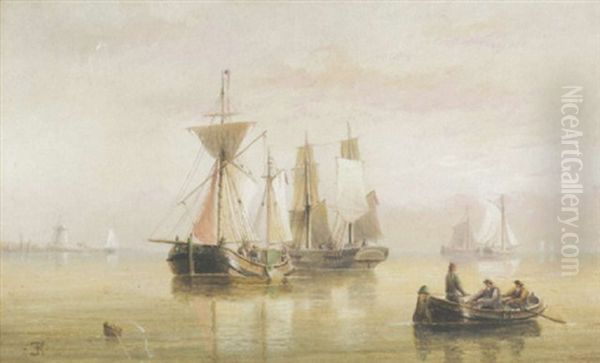 Small Merchant Traders Drying Their Sails Off-shore - view 1