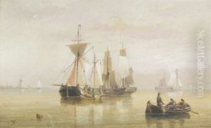 Small Merchant Traders Drying Their Sails Off-shore by Edward King Redmore