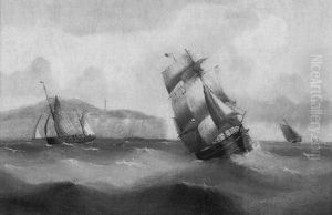 Sailing In Choppy Seas Off The Coast by Edward King Redmore