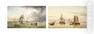Merchant Shipping In The Channel Off Scarborough (+ A Calm Day On The Humber Estuary (both Illustrated); Pair) by Henry Redmore