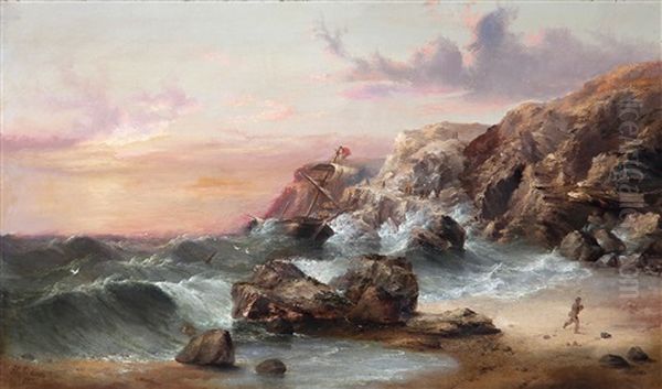 A Shipwreck Off A Rocky Coast - view 1