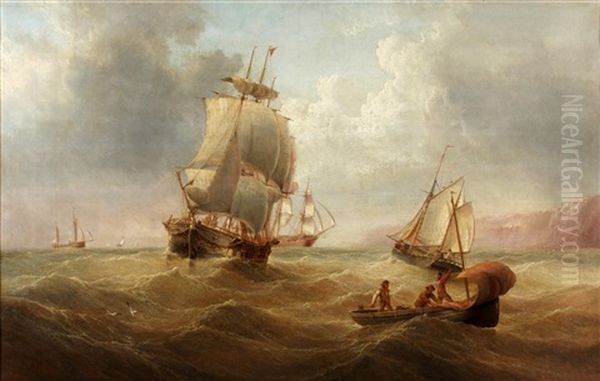 Merchantmen And Smaller Craft Offshore In A Heavy Swell - view 1