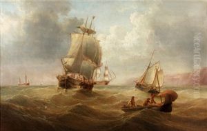 Merchantmen And Smaller Craft Offshore In A Heavy Swell by Henry Redmore