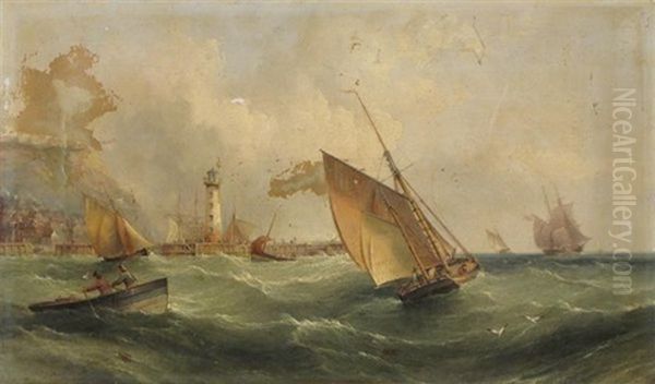 Leaving The Harbor In Choppy Seas, A Lighthouse Beyond - view 1