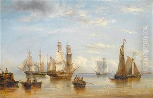 Vessels Drying Their Sails Offshore In A Flat Calm - view 1