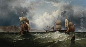 Marine. Segelboote Vor Englischer Steilkuste by Henry Redmore