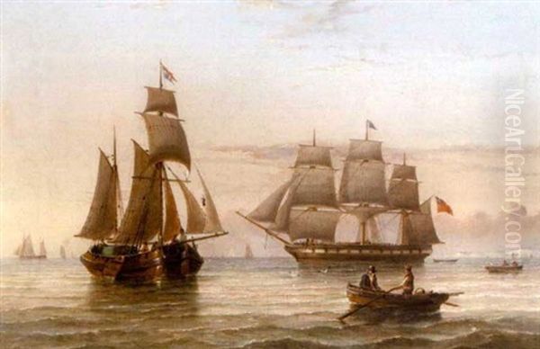 A Merchant Brig Running Up The East Coast Past Flamborough Head - view 1
