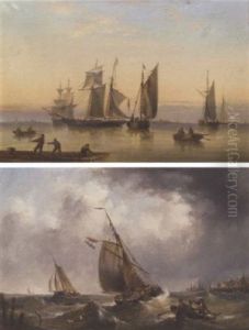 A Schooner And Fishing Vessels In A Calm A Schooner And Fishing Vessels In A Calm
